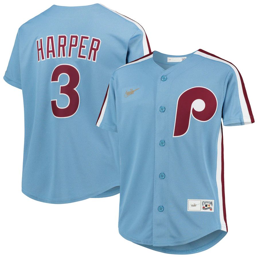 Youth Philadelphia Phillies #3 Bryce Harper Nike Light Blue Alternate Replica Player MLB Jerseys